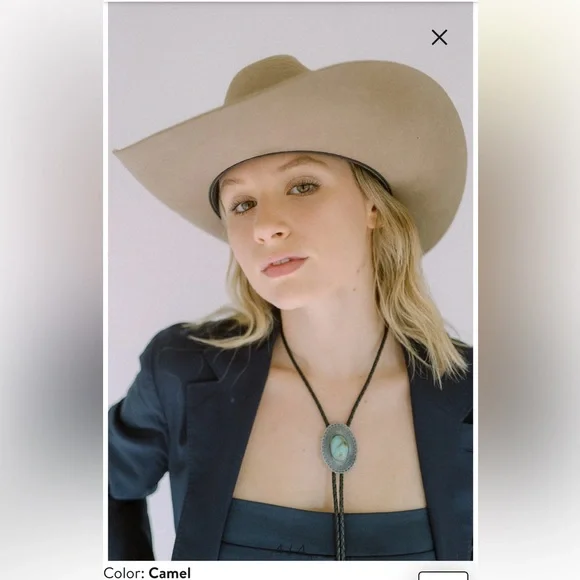 MMModern Monarchie Camel Cody $650Honeycomb texan felt hat with trimSize M/L